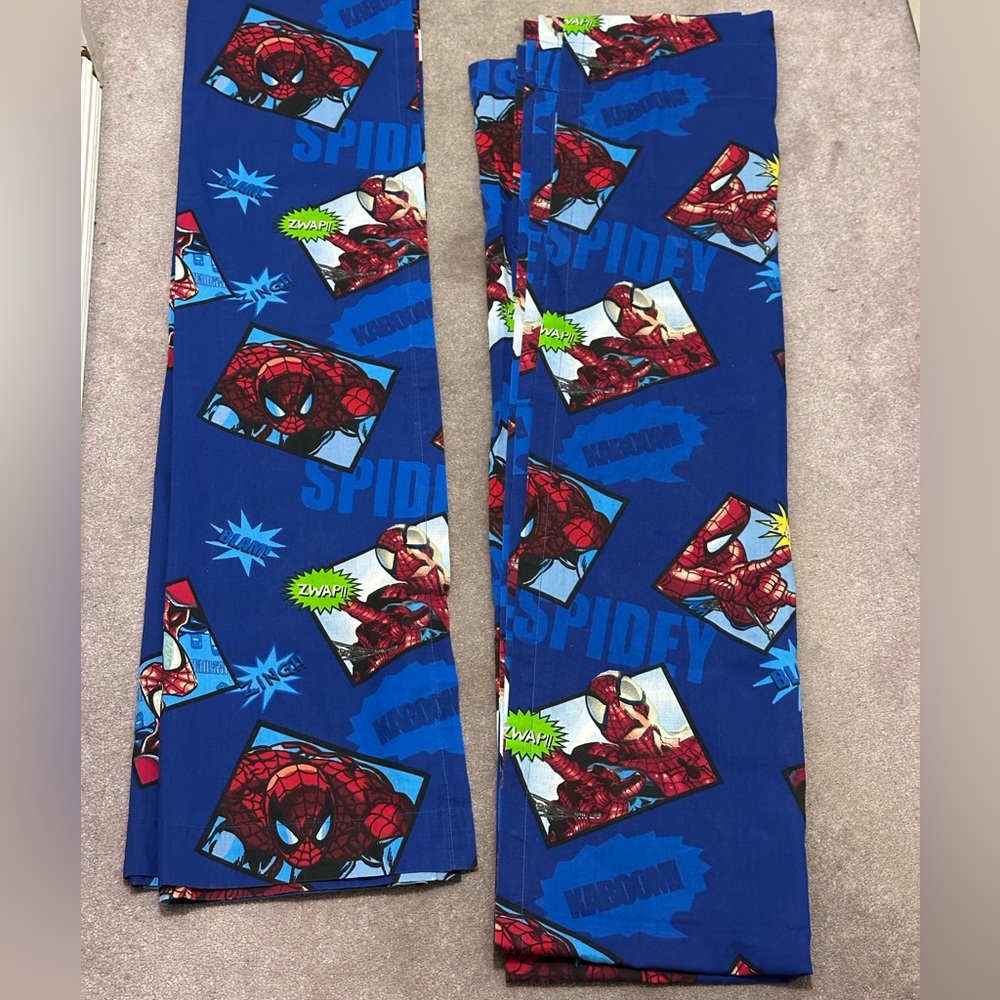 Spiderman Curtain Window Pair Spider Man Drape Set Marvel Kids Fun Child Bedroom